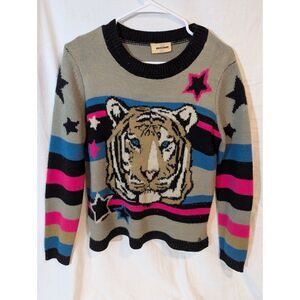 Vintage Americanino Tiger Star Knit Sweater – Women’s S – Bold Graphic 90s/2000s